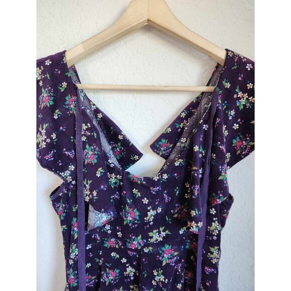 Free People Violet Visions Romper Floral Corduroy Size XS - Picture 7 of 13